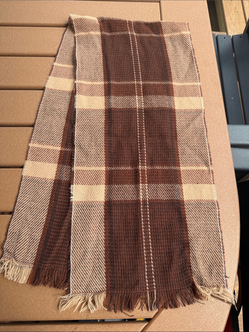 English Village Cashmere Feel Plaid Vintage Scarf